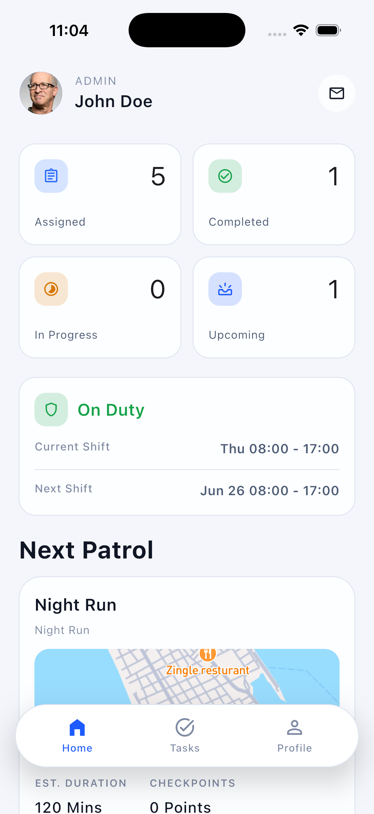 Mobile home dashboard screenshot